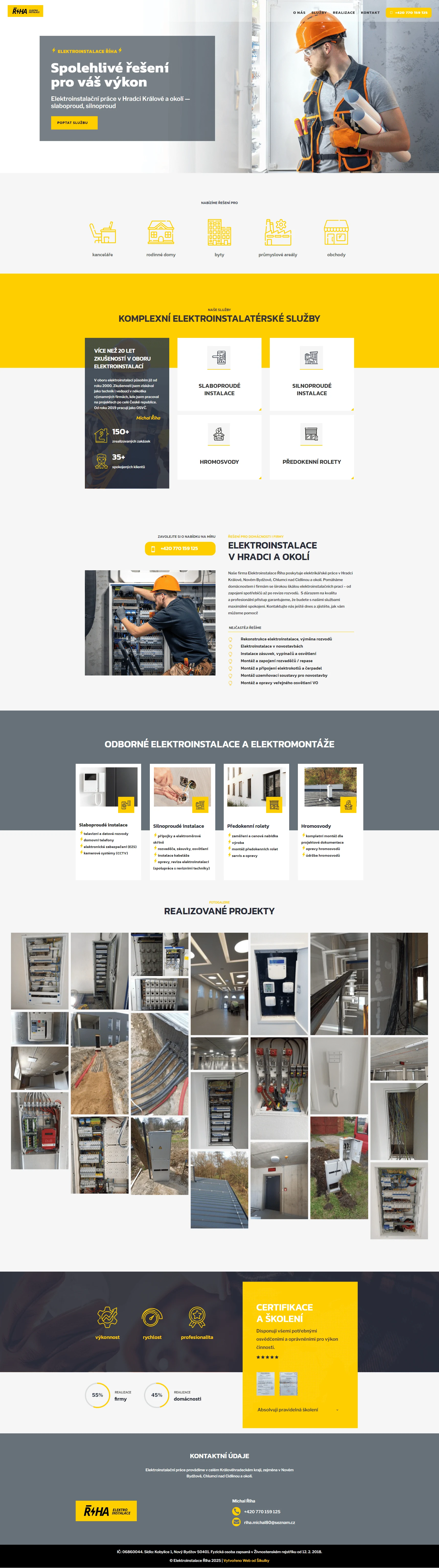 Web ŘIHA elektroinstalace